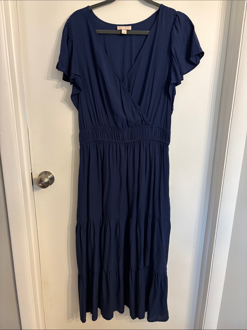 Knox Rose Navy blue Midi dress with smocked waist size L